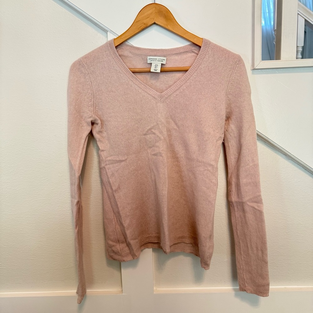 Adrienne Vittadini 100% 2-Ply Cashmere Soft Blush Sweater